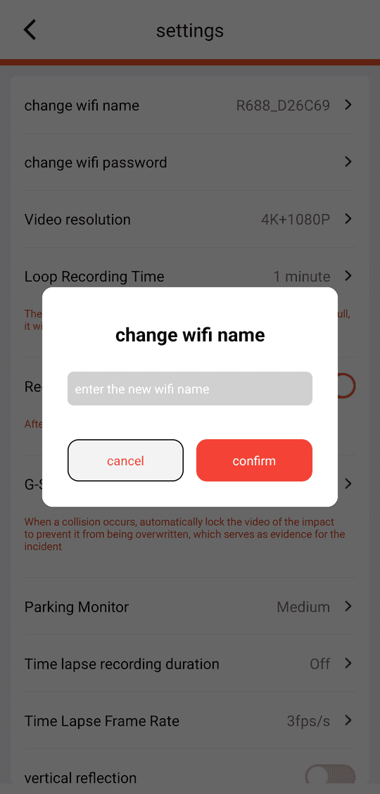 change wifi name — enter the new network name and confirm